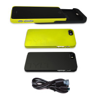 The TYLT battery case system comes with a battery sleeve, a colored slim case (lime, red, or blue) , a black slim case, and a Micro-USB charging cable.