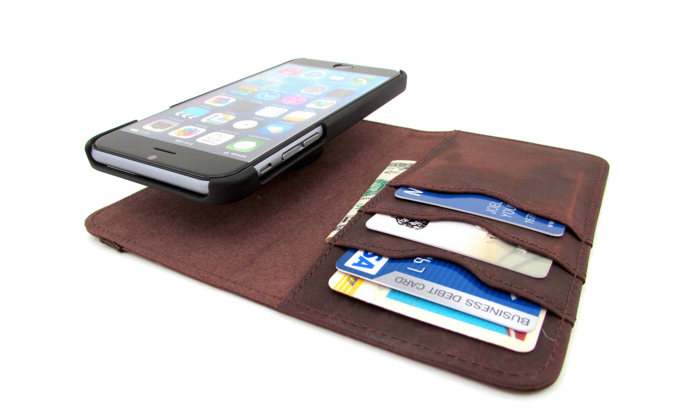Compatible for iPhone 6 Plus / 6s Plus 5.5 Inch JOOT-3L - Black 3 Money Pocket Navor Magnetic Detachable Wallet Case IP6P3BK 10 Card Slots
